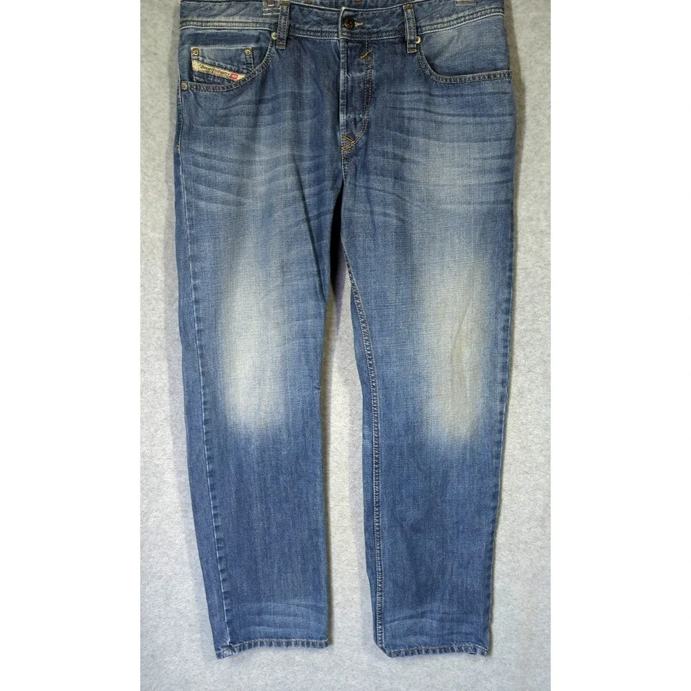 Diesel WAYKEE Jeans Men 34x32 Blue Indigo Straight Leg Button Fly Wash 0839C